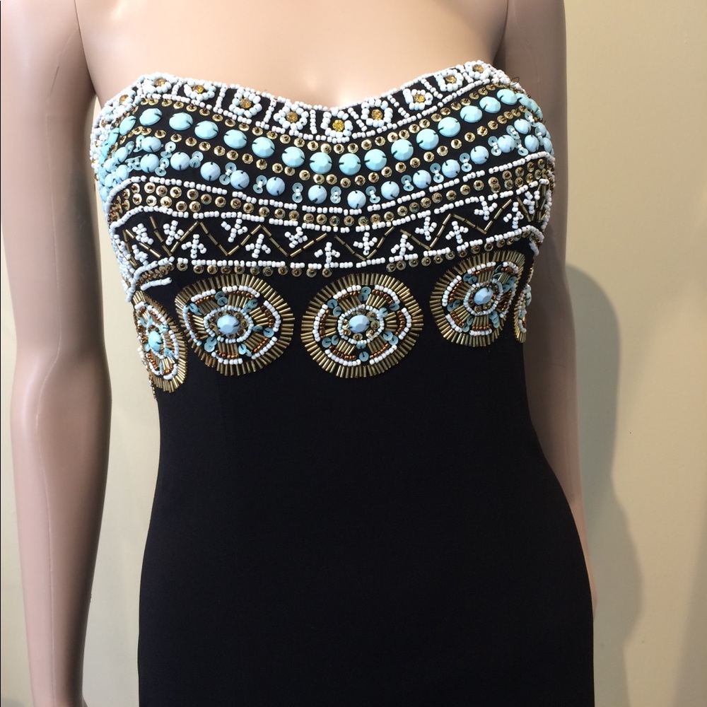 Black Formal Wear Dress, with turquoise beading